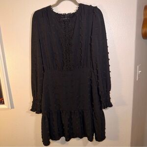 Böhmé Black Long Sleeve Swiss Dot Lace Detail